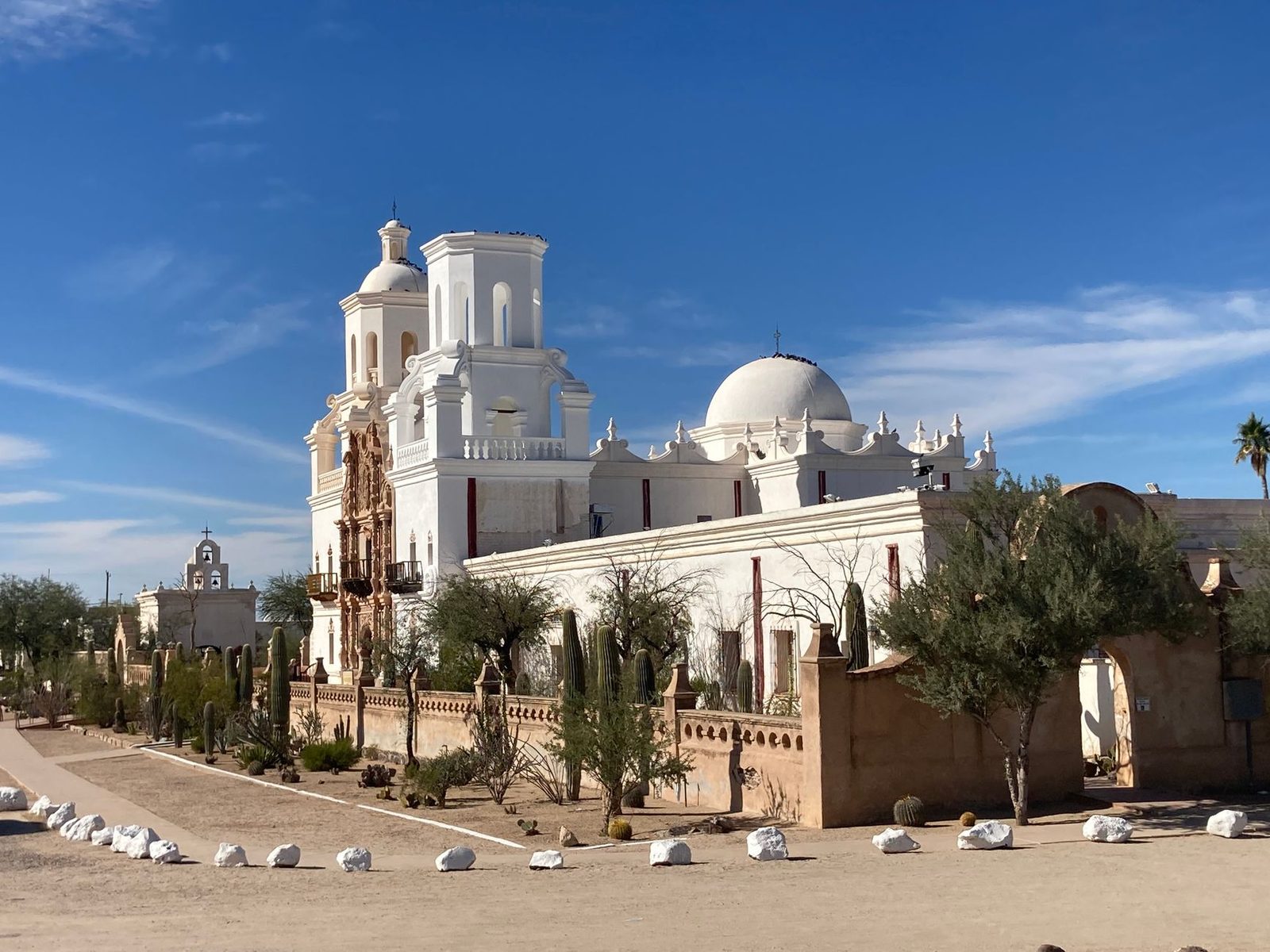 Mission San Xavier del Bac and its cactus garden south of Tucson, Arizona